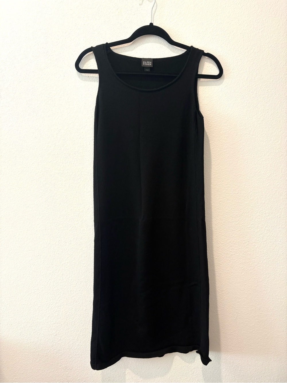 Eileen Fisher Black Italian Yarn Lagenlook Knit Dress – Minimalist Classic